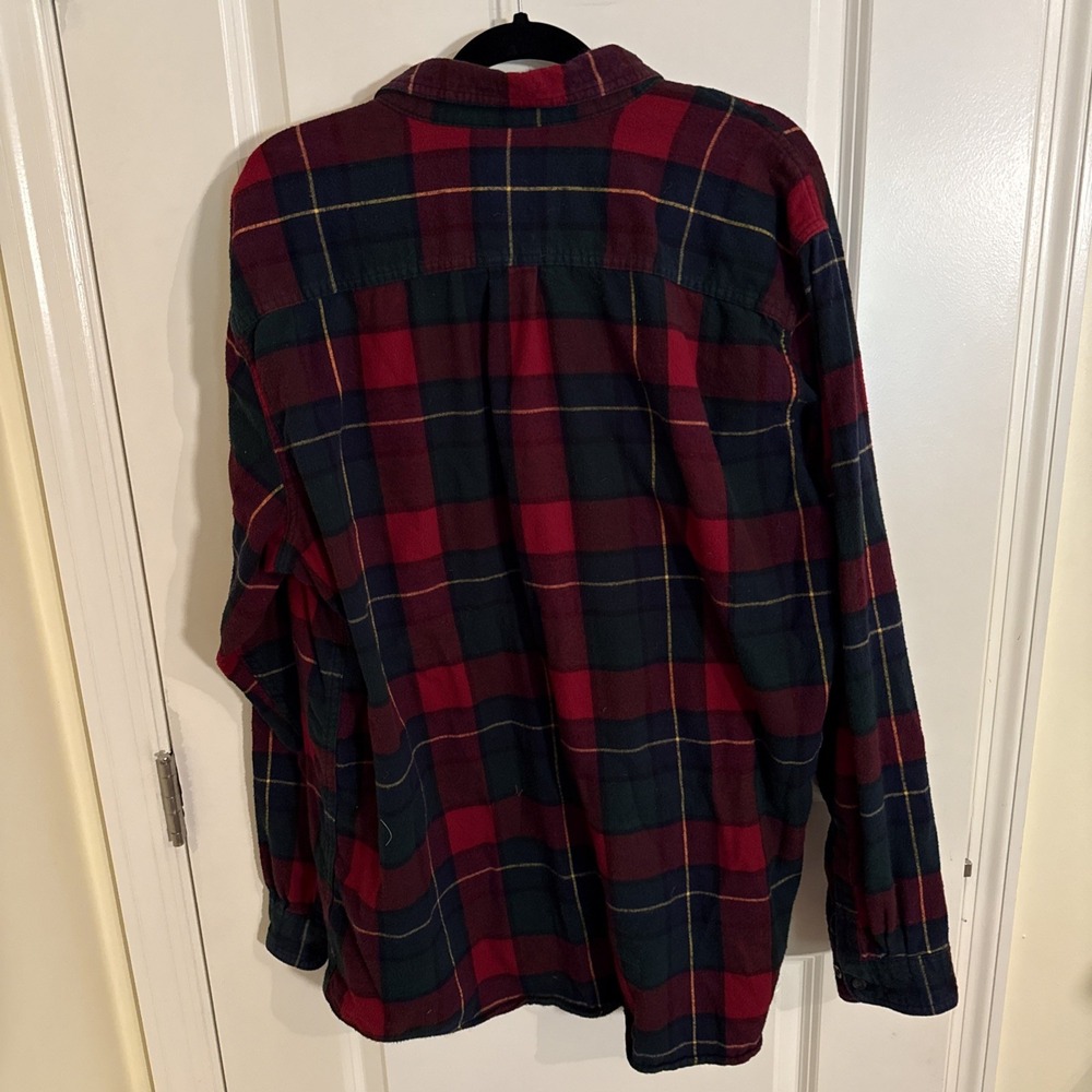 LL Bean Men XLT Tall Traditional Fit Plaid Flannel Shirt Long Sleeve Button Down - Picture 3 of 7